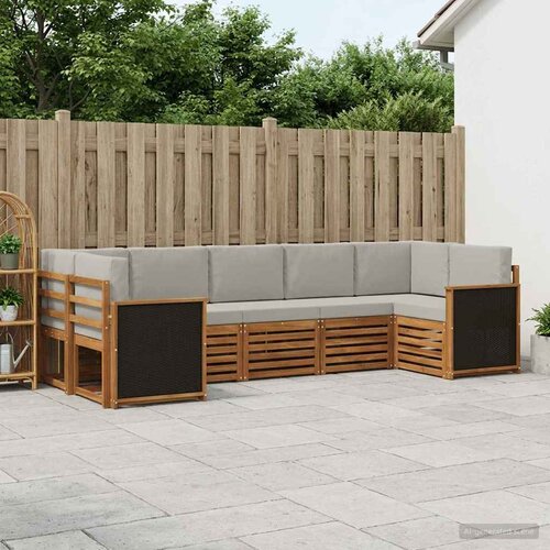  Set vanjskih sofa 6 kom. Prirodna i svjetlosiva Smeđa Cene