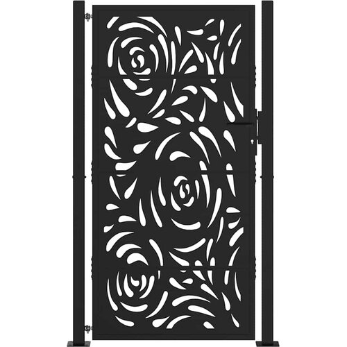  Vrtna vrata crna 100x175 cm čelična dizajn plamena Slike