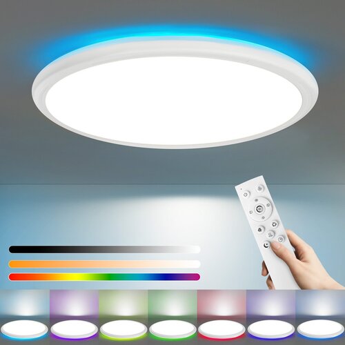Nettlife LED stropna svetilka za spalnico in kuhinjo, ravna svetilka RGB 23W, okrogla kopalniška svetilka, 30CM, daljinski upravljalnik, (22111165) Cene