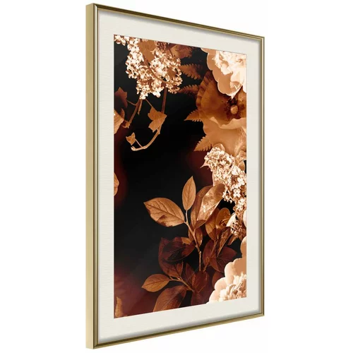  Poster - Flower Decoration in Sepia 30x45
