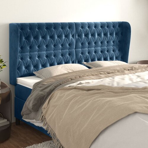 vidaXL Vzglavje z ušesi temno modra 203x23x118/128 cm žamet Cene