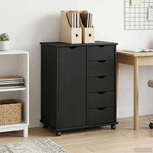  Gležnji kabinet Črna 63,5 x 39 x 79 cm Masivno borovo les, (5000232434) Cene