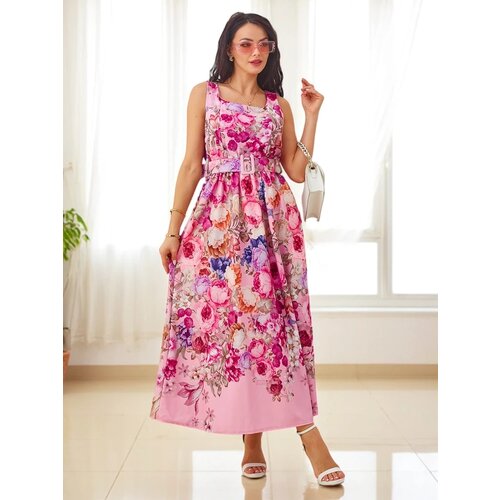 Resti Women's midi dress with straps, featuring a belt in various floral patterns Cene