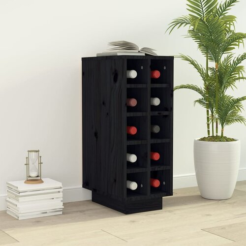 VidaXL Omarica za vino črna 23x34x61 cm trdna borovina Slike