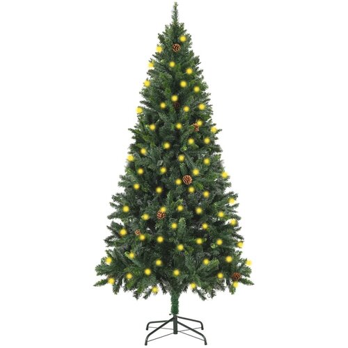 vidaXL Umjetno božićno drvce s LED svjetlima i šiškama zeleno 180 cm Cene