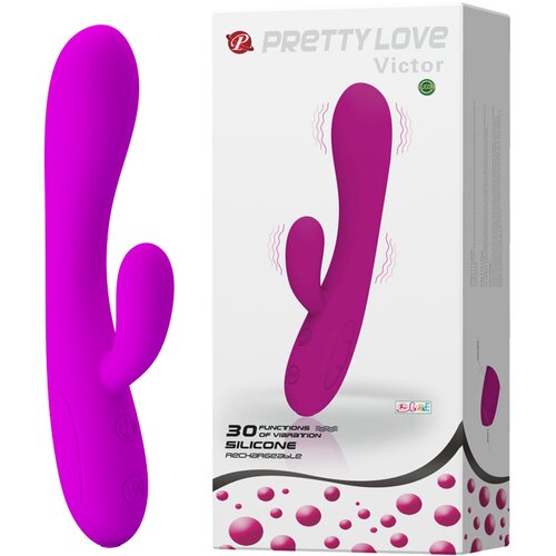 Pretty Love Victor silikonski vibrator sa dodatkom za klitoris &amp;mdash; 17 cm &amp;mdash; BI 14282 Slike