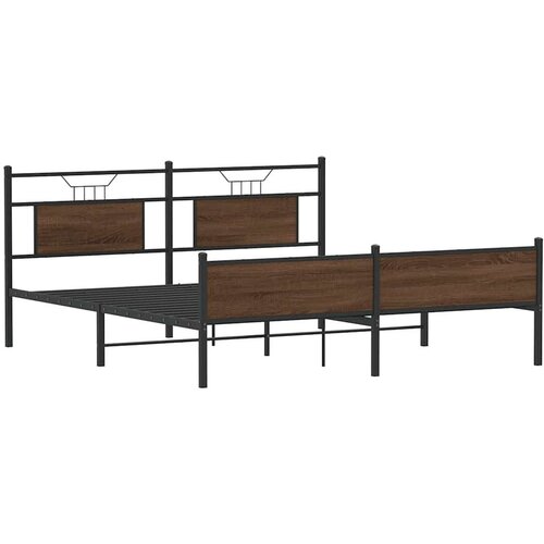 VidaXL Metalni okvir kreveta bez madraca smeđa boja hrasta 160x200 cm Slike