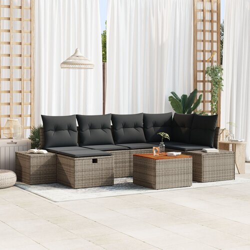vidaXL Vrtna sofa set Set od 7 Siva Poliratan Vanjska sofa Pravokutna Cijene