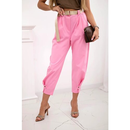 Kesi Włoski Summer Punto trousers with leg closure light pink Slike