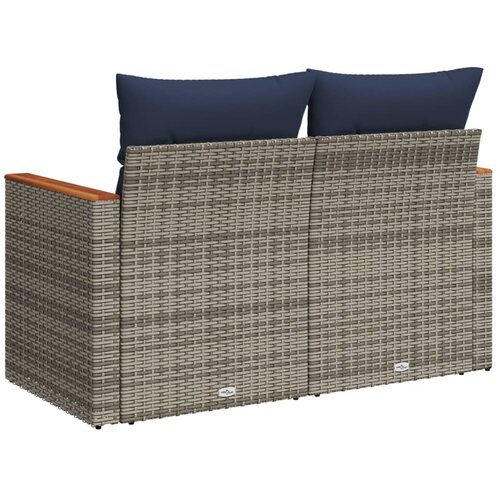  Vrtna sofa s jastucima za 2 osobe, siva, poliratan Slike