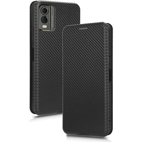 INORCO Za Nokia C32 PU usnjena torbica s teksturo iz ogljikovih vlaken, stojalo za telefon, (22035386) Cene