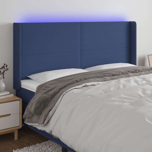  Uzglavlje plavo 183 x 16 x 118/128 cm od tkanine Slike