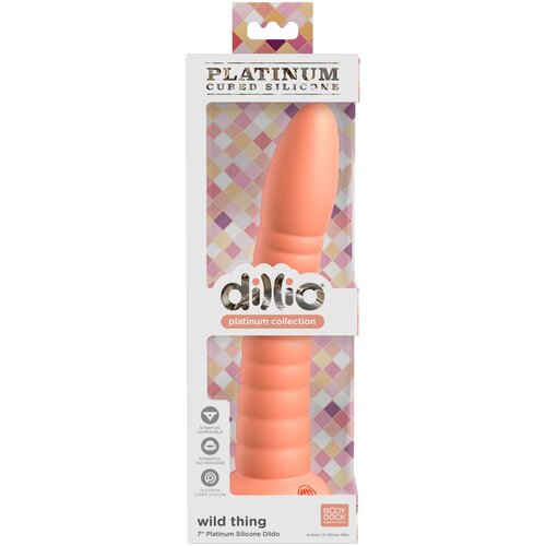 DILLIO Wild Thing - silikonski dildo z žlebovi (19 cm) - oranžna Cene