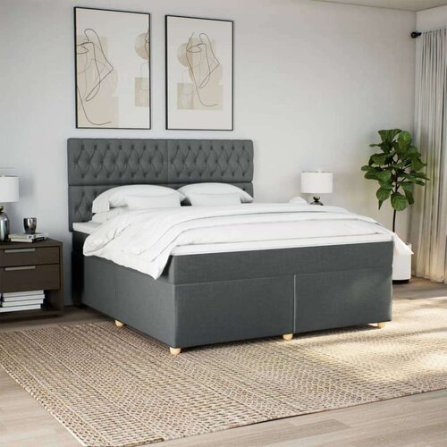 VidaXL Okvir kreveta s oprugama i madrac svjetlosivi 180x200cm tkanina Slike