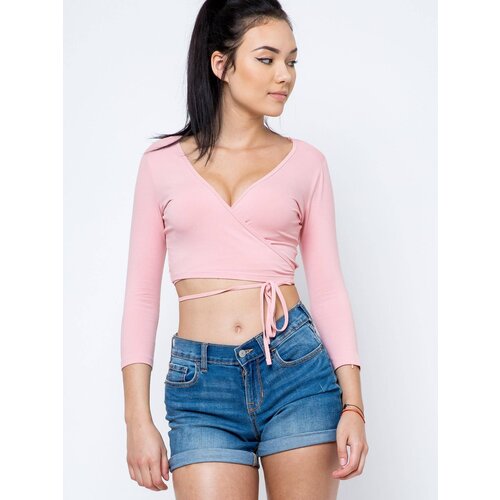 Yups Short blouse with envelope front pink Cijene