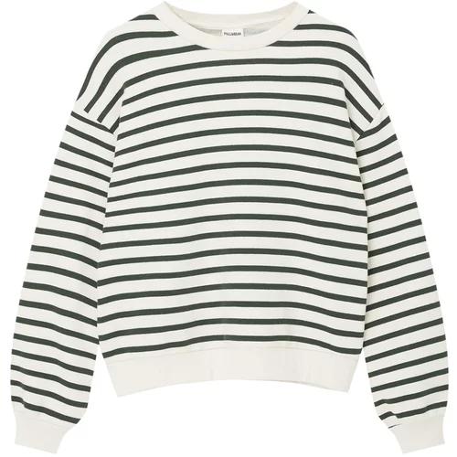 Pull&Bear Sweater majica kraljevski zelena / bijela
