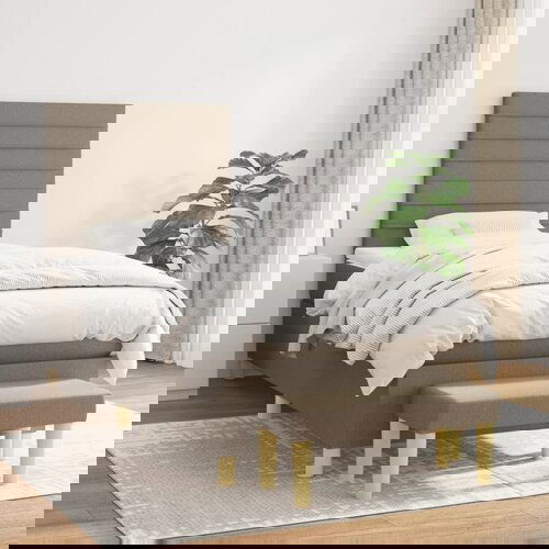  The Living Store Box spring postelja z vzmetnico taupe 90x200 cm blago - Box Spring Postelja, (21496660) Slike