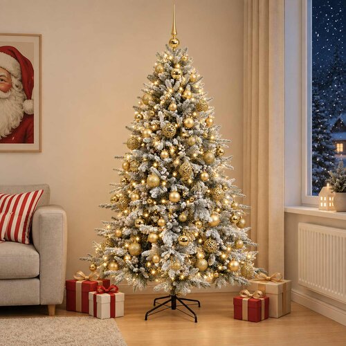  Umjetno božićno drvce s kuglicom 180 cm 300 LED lampica Slike