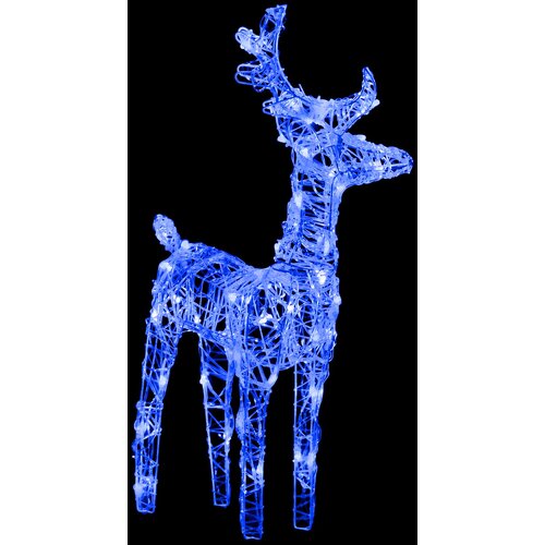  Ukrasni božićni sobovi i sanjke 160 LED žarulja 130 cm akrilni Plava 43 x 11 x 55 cm (2 kom) Slike