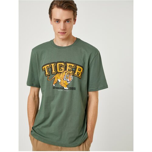 Koton College T-Shirt Tiger Printed Crew Neck Short Sleeve Cene