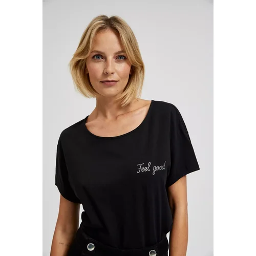 Moodo Blouse with black inscription - black