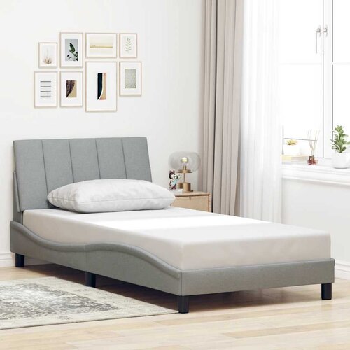 VidaXL Posteljni okvir brez vzmetnice svetlo siv 100x200 cm blago Slike