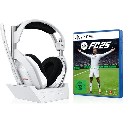 Logitech G Astro A50 X Lightspeed brezžične igralne slušalke z bazno postajo bele barve z igro EA Sports FC 25 za PS5 Cene