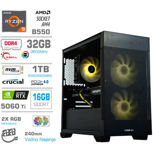 MEGA gaming namizni računalnik MT S7X Ryzen 9 5950X/32GB/1TB SSD/RTX 5060 Ti/črna Slike