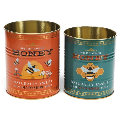 Rex London Dekorativne &scaron;katle za shranjevanje v kompletu 2 ks iz kositra &oslash; 11x13 cm Honey &ndash; Cene