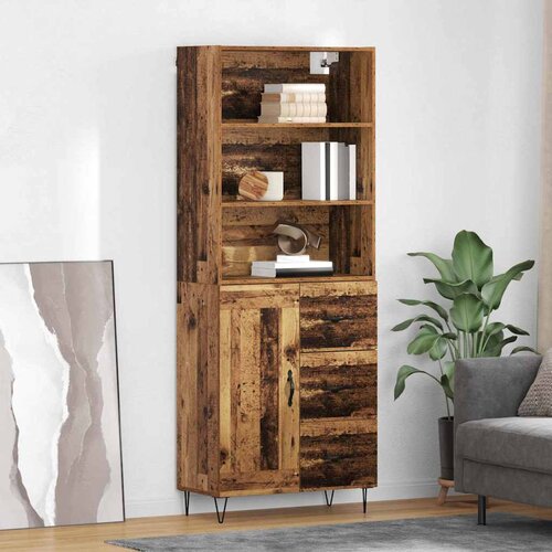 vidaXL Highboard Staro drvo 69,5 x 32,5 x 180 cm Konstruirano drvo Cijene