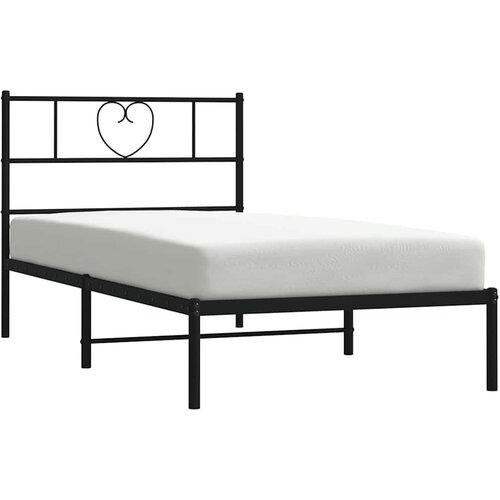  Metalni okvir za krevet s uzglavljem crni 100x190 cm Slike