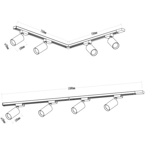  SPOT za &amp;scaron;inski sistem PIPE, 4xGU10/10W/230V, zlatna/crna Slike