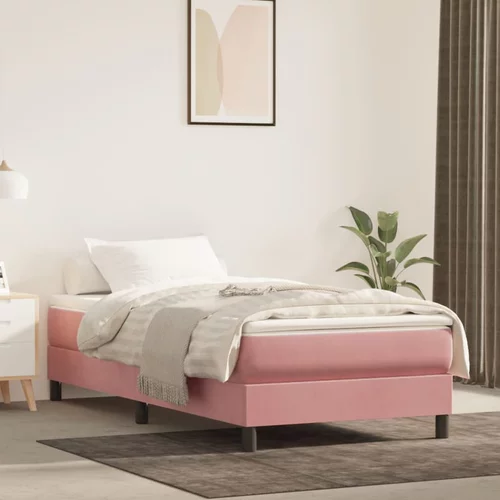 vidaXL Box spring postelja z vzmetnico roza 90x190 cm žamet