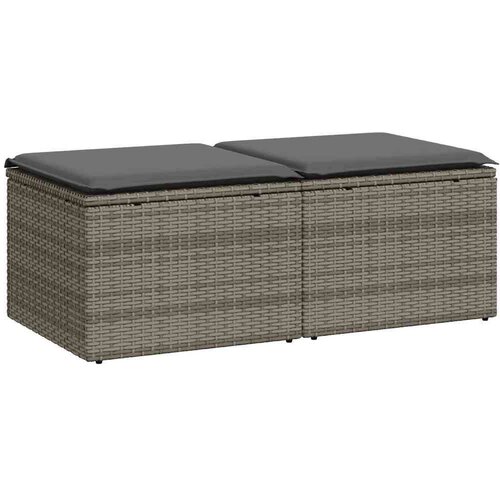 VidaXL 2-dijelni set vrtnih sofa poliratan i bagrem s jastucima sivi Slike