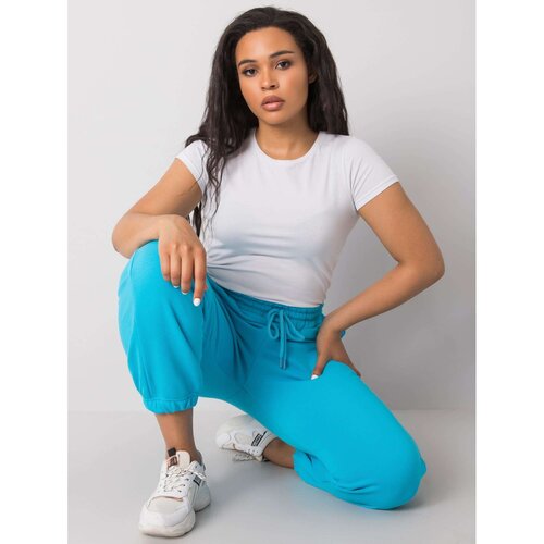 Fashion Hunters Plus size blue cotton sweatpants Slike