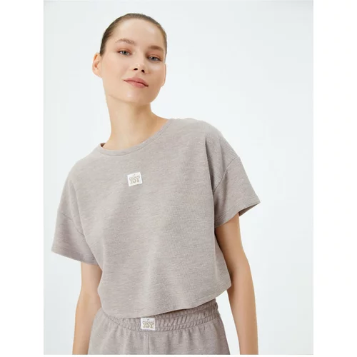 Koton Crop Pajamas Top Textured Short Sleeve Crew Neck