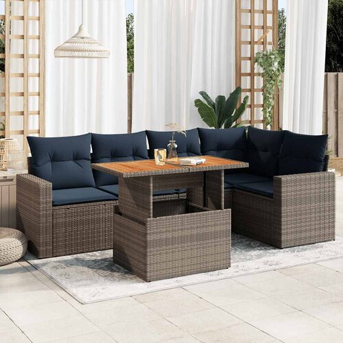 vidaXL 6-dijelni set vrtnih sofa od poliratana s jastucima sivi Cijene