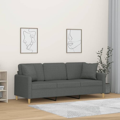 vidaXL Kavč trosed z blazinami temno siv 180 cm blago Cene