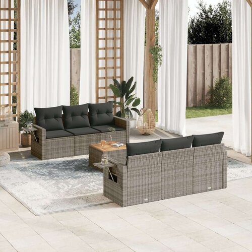  7-dijelni set vrtnih sofa sivi od poliratana Slike