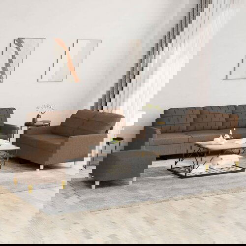 VidaXL 3-dijelni set sofa s jastucima smeđi od tkanine Slike