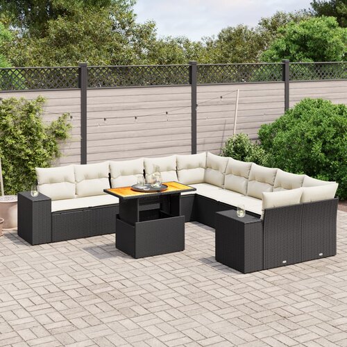 vidaXL 11-dijelni set vrtnih sofa od poliratana s jastucima crni Cijene