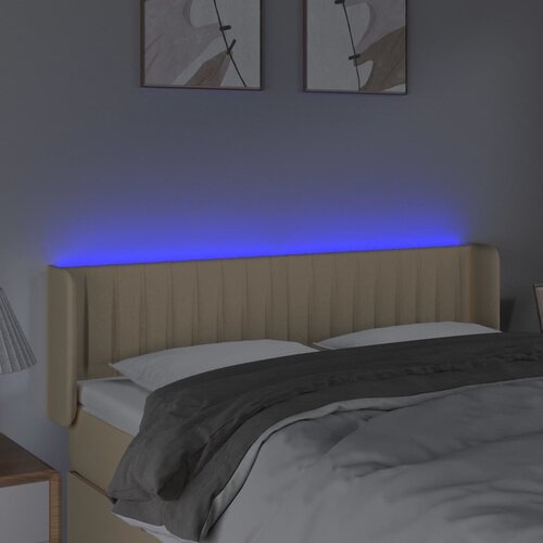  LED uzglavlje krem 147x16x78/88 cm od tkanine Slike