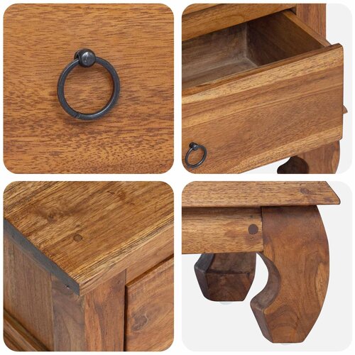  stalak s ladicama Prirodna 110 x 35 x 40 cm Čvrsto teak drvo Slike