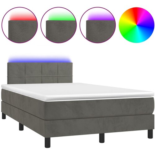  Krevet box spring s madracem LED tamnosivi 120 x 200 cm bar&amp;scaron;un Slike