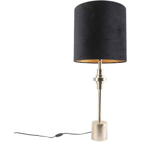 QAZQA Art Deco namizna svetilka zlata žametna senca črna 40 cm - Diverso Cene