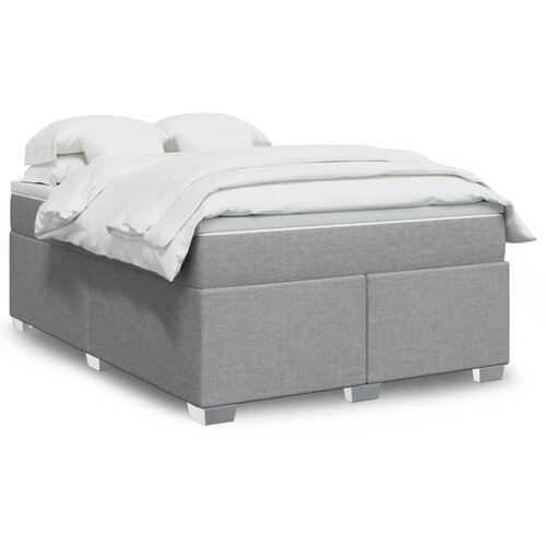 VidaXL Krevet box spring s madracem svjetlosivi 140x200 cm od tkanine Slike