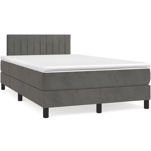 vidaXL Box spring postelja z vzmetnico temno siv 120x190 cm žamet
