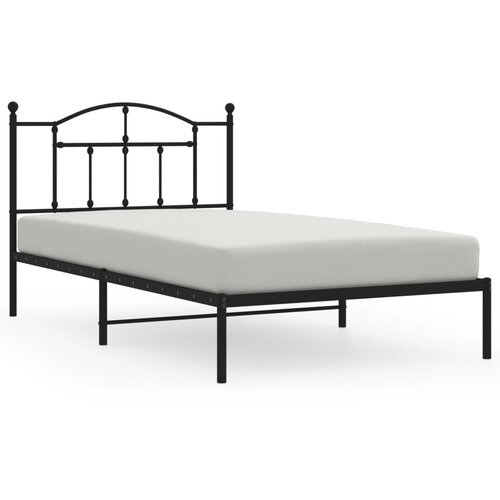 vidaXL Kovinski posteljni okvir z vzglavjem črn 107x203 cm, (20906843) Cene