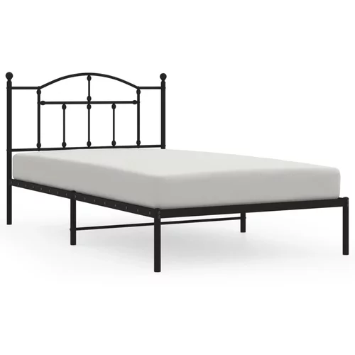 vidaXL Kovinski posteljni okvir z vzglavjem črn 107x203 cm, (20906843)