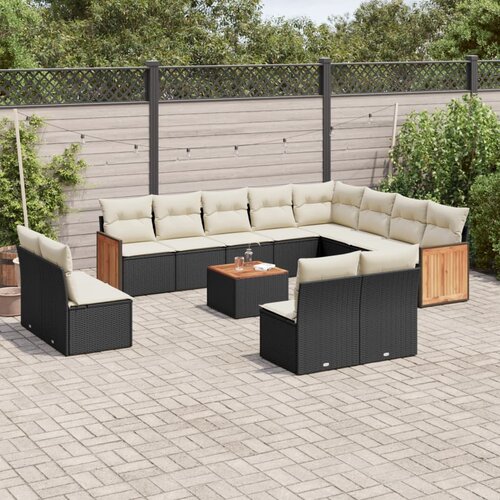  13-dijelni set vrtnih sofa s jastucima poliratan crni Cijene
